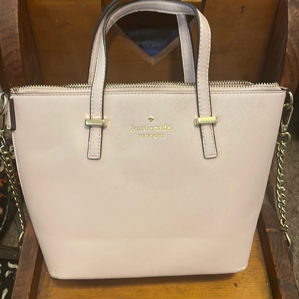 Kate Spade mini crossbody blush and gold chain